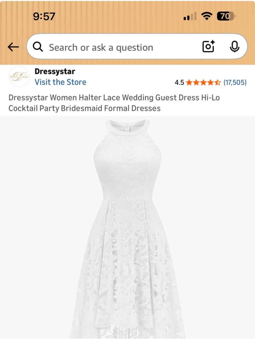 White Lace Halter Hi-Lo Party Dress